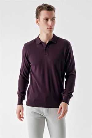 Mor Basic Dinamik Fit Rahat Kesim Polo Yaka HEDİYE KUTULU Triko Kazak