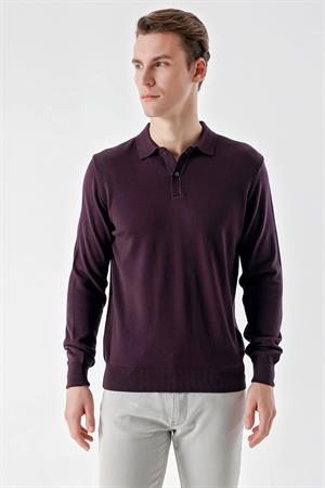 Mor Basic Dinamik Fit Rahat Kesim Polo Yaka HEDİYE KUTULU Triko Kazak