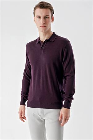 Mor Basic Dinamik Fit Rahat Kesim Polo Yaka HEDİYE KUTULU Triko Kazak