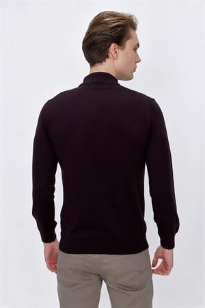 Mor Basic Dinamik Fit Rahat Kesim Yarım Balıkçı Yaka Triko Kazak