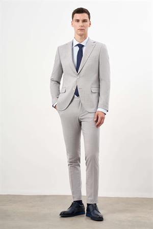 Morven Erkek A. MAVİ Poliviskon Trend Çizgili Desen Slim Fit Mono Yaka Takım Elbise