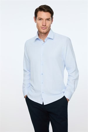 Morven Erkek A. MAVİ Polyester Trend Desenli Dynamic Fit Sert Yaka Gömlek