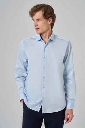 Morven Erkek A. MAVİ Pamuk Trend Dynamic Fit İtalyan Yaka Gömlek