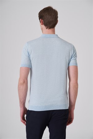 Morven Erkek A. MAVİ Trend Polo Yaka Jakarlı Triko T-Shirt