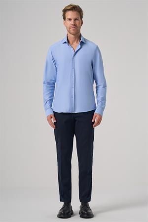 Morven Erkek A. MAVİ Trend Düz Slim Fit Tam İtalyan Yaka Gömlek