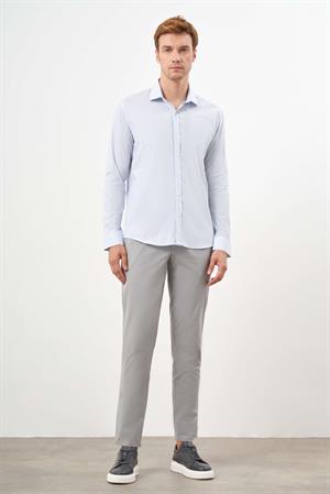 Morven Erkek A. MAVİ Pamuk Desenli İtalyan Yaka Slim Fit Gömlek