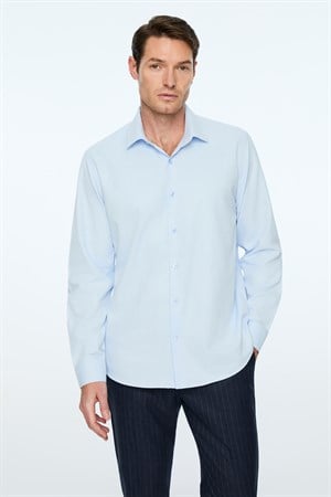 Morven Erkek A. MAVİ Düz Slim Fit Sert Yaka Gömlek