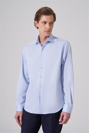 Morven Erkek A. MAVİ Pamuk Trend Dynamic Fit İtalyan Yaka Gömlek