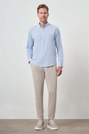 Morven Erkek A. MAVİ Keten Trend Dynamic Fit Düğmeli Yaka Gömlek