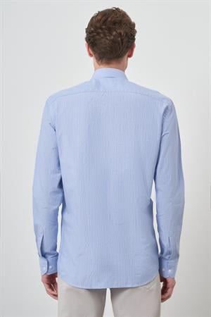 Morven Erkek A. MAVİ Pamuk Trend Slim Fit Sert Yaka Gömlek