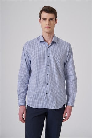 Morven Erkek A. MAVİ Pamuk Trend Dynamic Fit Tam İtalyan Yaka Gömlek