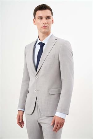 Morven Erkek A. MAVİ Poliviskon Trend Çizgili Desen Slim Fit Mono Yaka Takım Elbise