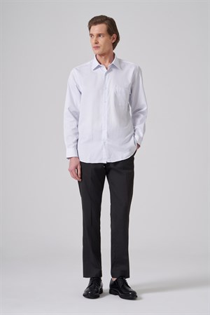 Morven Erkek A. MAVİ Pamuk Trend Pitikareli Regular Fit Sert Yaka Gömlek