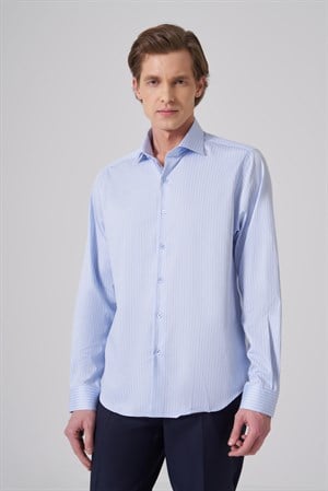 Morven Erkek A. MAVİ Pamuk Trend Dynamic Fit İtalyan Yaka Gömlek