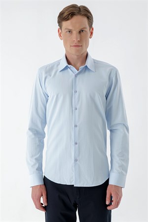 Morven Erkek A. MAVİ Dobby Armür Slim Fit Gömlek
