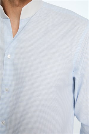Morven Erkek A. MAVİ Slim Fit Dik Yaka Gömlek