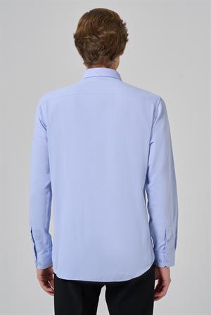 Morven Erkek A. MAVİ Slim Fit İtalyan Yaka Gömlek