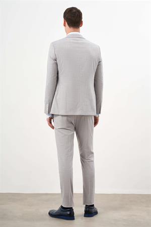 Morven Erkek A. MAVİ Poliviskon Trend Çizgili Desen Slim Fit Mono Yaka Takım Elbise