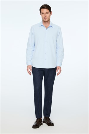 Morven Erkek A. MAVİ Düz Slim Fit Sert Yaka Gömlek