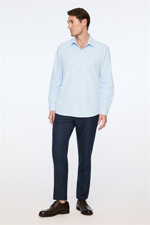 Morven Erkek A. MAVİ Düz Slim Fit Sert Yaka Gömlek