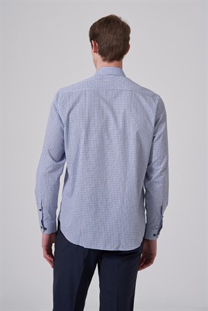 Morven Erkek A. MAVİ Pamuk Trend Dynamic Fit Tam İtalyan Yaka Gömlek