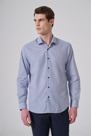 Morven Erkek A. MAVİ Pamuk Trend Dynamic Fit Tam İtalyan Yaka Gömlek
