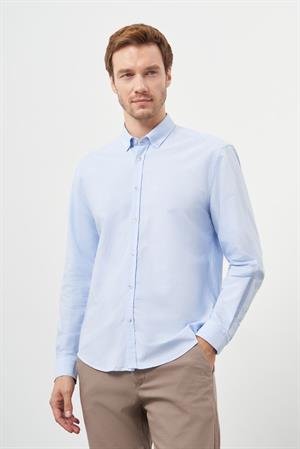 Morven Erkek A. MAVİ Pamuk Trend Düğmeli Yaka Dynamic Fit Gömlek