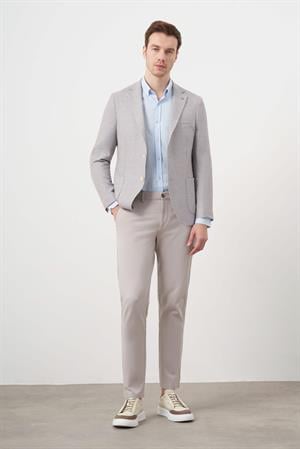Morven Erkek A. MAVİ Dokuma Slim Fit Torba Cep Mono Yaka Spor Ceket