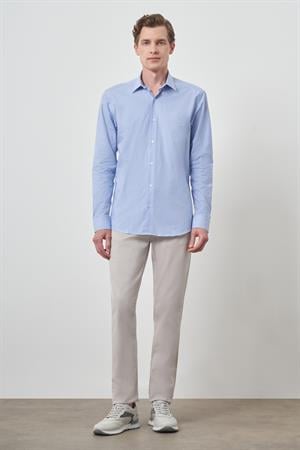 Morven Erkek A. MAVİ Pamuk Trend Slim Fit Sert Yaka Gömlek