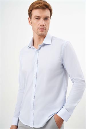 Morven Erkek A. MAVİ Pamuk Desenli İtalyan Yaka Slim Fit Gömlek