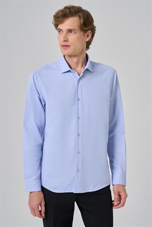 Morven Erkek A. MAVİ Slim Fit İtalyan Yaka Gömlek