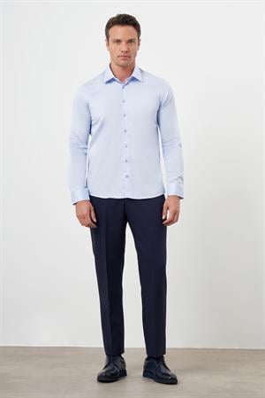 Morven Erkek A. MAVİ Pamuk Düz Desen Sert Yaka Slim Fit  Gömlek