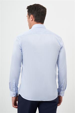 Morven Erkek A. MAVİ Pamuk Düz Desen Sert Yaka Slim Fit  Gömlek