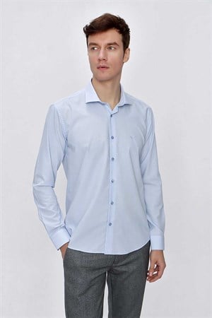 Morven Erkek A. MAVİ Basic Slim Fit Dar Kesim Gömlek