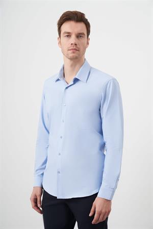 Morven Erkek A. MAVİ Trend Desenli Cepli Sert Yaka Regular Fit Gömlek