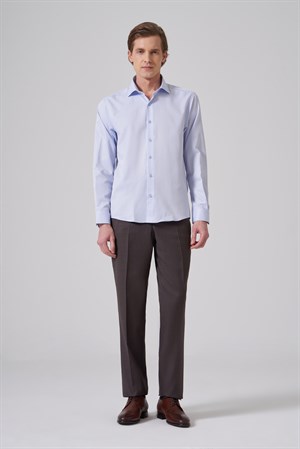 Morven Erkek A.Mavi Polyester Trend Slim Fit Tam İtalyan Yaka Gömlek