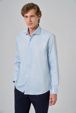 Morven Erkek A. MAVİ Pamuk Trend Dynamic Fit İtalyan Yaka Gömlek