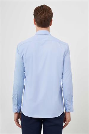 Morven Erkek A. MAVİ Pamuk Düz Desen İtalyan Yaka Slim Fit  Gömlek