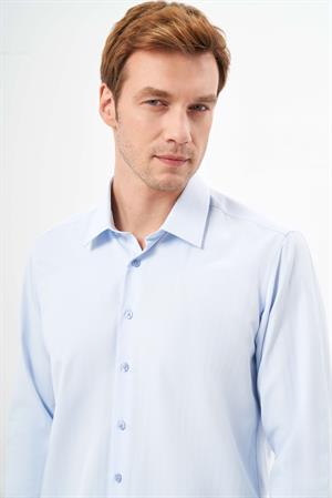 Morven Erkek A. MAVİ Basic Düz Desen Sert Yaka Regular Fit Gömlek