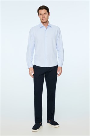 Morven Erkek A. MAVİ Polyester Trend Desenli Dynamic Fit Sert Yaka Gömlek