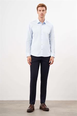 Morven Erkek A. MAVİ Pamuk Düz Desen Sert Yaka Slim Fit  Gömlek
