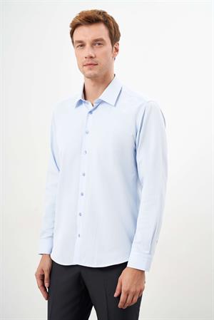 Morven Erkek A. MAVİ Basic Düz Desen Sert Yaka Regular Fit Gömlek