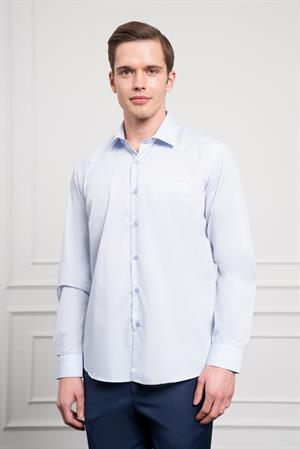Morven Erkek A. MAVİ Basic Regular Fit Sert Yaka Cepli Gömlek