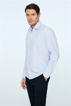 Morven Erkek A. MAVİ Polyester Trend Desenli Dynamic Fit Sert Yaka Gömlek