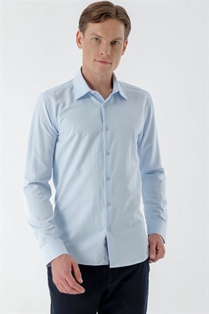 Morven Erkek A. MAVİ Dobby Armür Slim Fit Gömlek