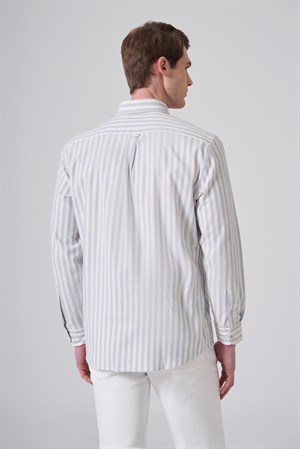 Morven Erkek A. MAVİ Pamuk Trend Çizgili Regular Fit Düğmeli Yaka Gömlek