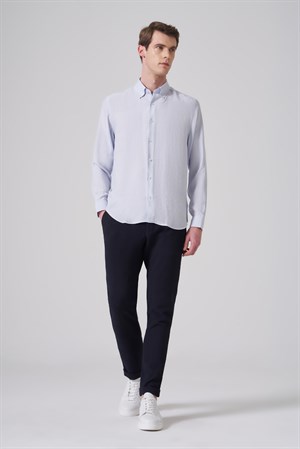 Morven Erkek A. MAVİ Dynamic Fit Düğmeli Yaka Gömlek Modal