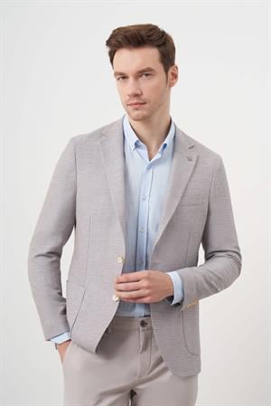 Morven Erkek A. MAVİ Dokuma Slim Fit Torba Cep Mono Yaka Spor Ceket
