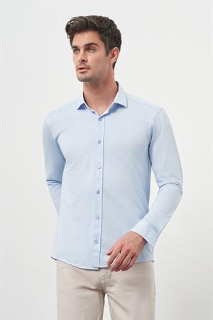 Morven Erkek A. MAVİ Trend Slim Fit İtalyan Yaka Gömlek