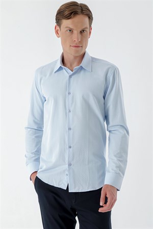 Morven Erkek A. MAVİ Dobby Armür Slim Fit Gömlek